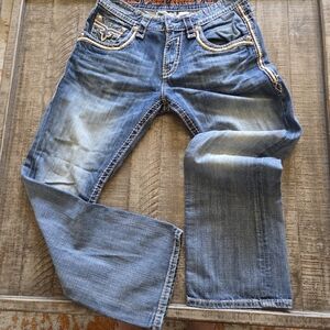 Rock Revival Relaxed Fit Blue Jeans for Men